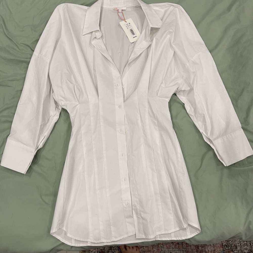 Dillards White Button-Up Mini Dress